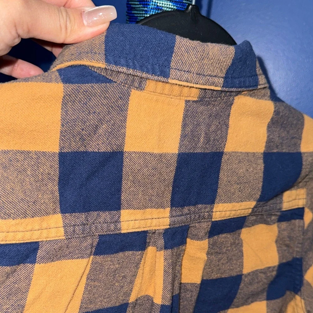 The Children's Place - Navy & Yellow Plaid Button-Down Shirt Size 10/12
